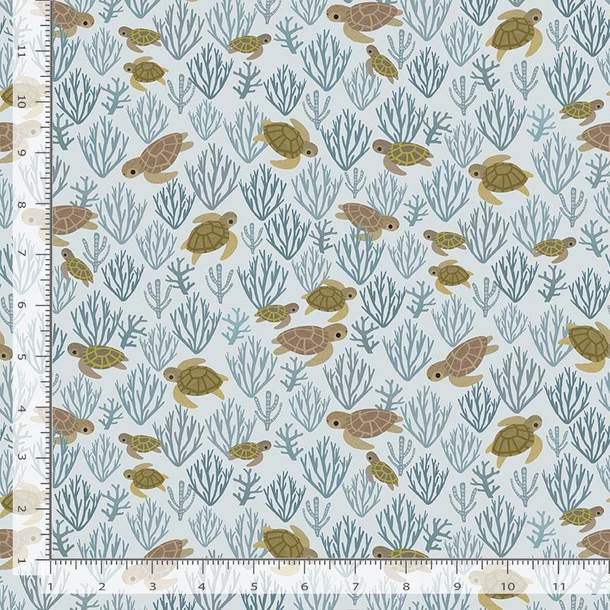 Turtely Cool - Aqua - Beyond the Sea - QUILTING COTTON/POPLIN - homesewn