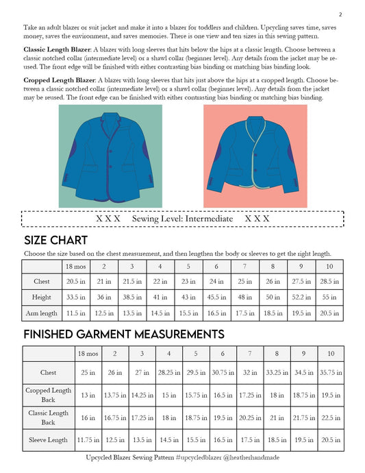 Upcycled Blazer Sewing Pattern - PDF PATTERN - homesewn