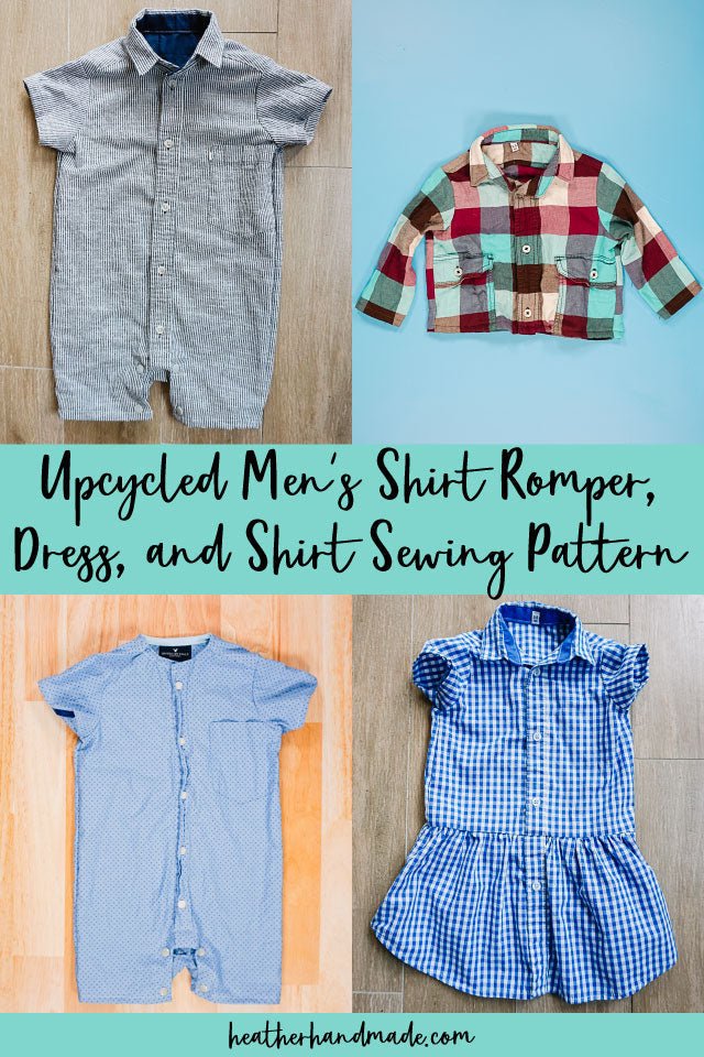 Upcycled Men's Shirt Romper, Dress, and Shirt Sewing Pattern - PDF PATTERN - homesewn