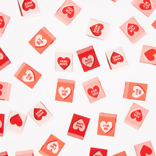 Valentine's Red Candy Heart Woven Labels - homesewn