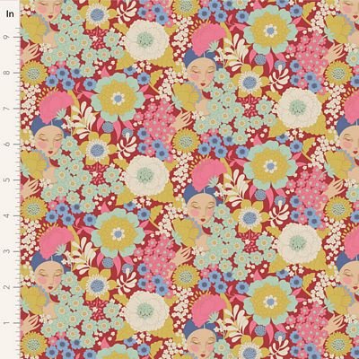Wallflower Burgundy - Wallflower Tilda QUILTING COTTON - homesewn