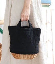 Woven Bottom Project Bag Small - Black - homesewn