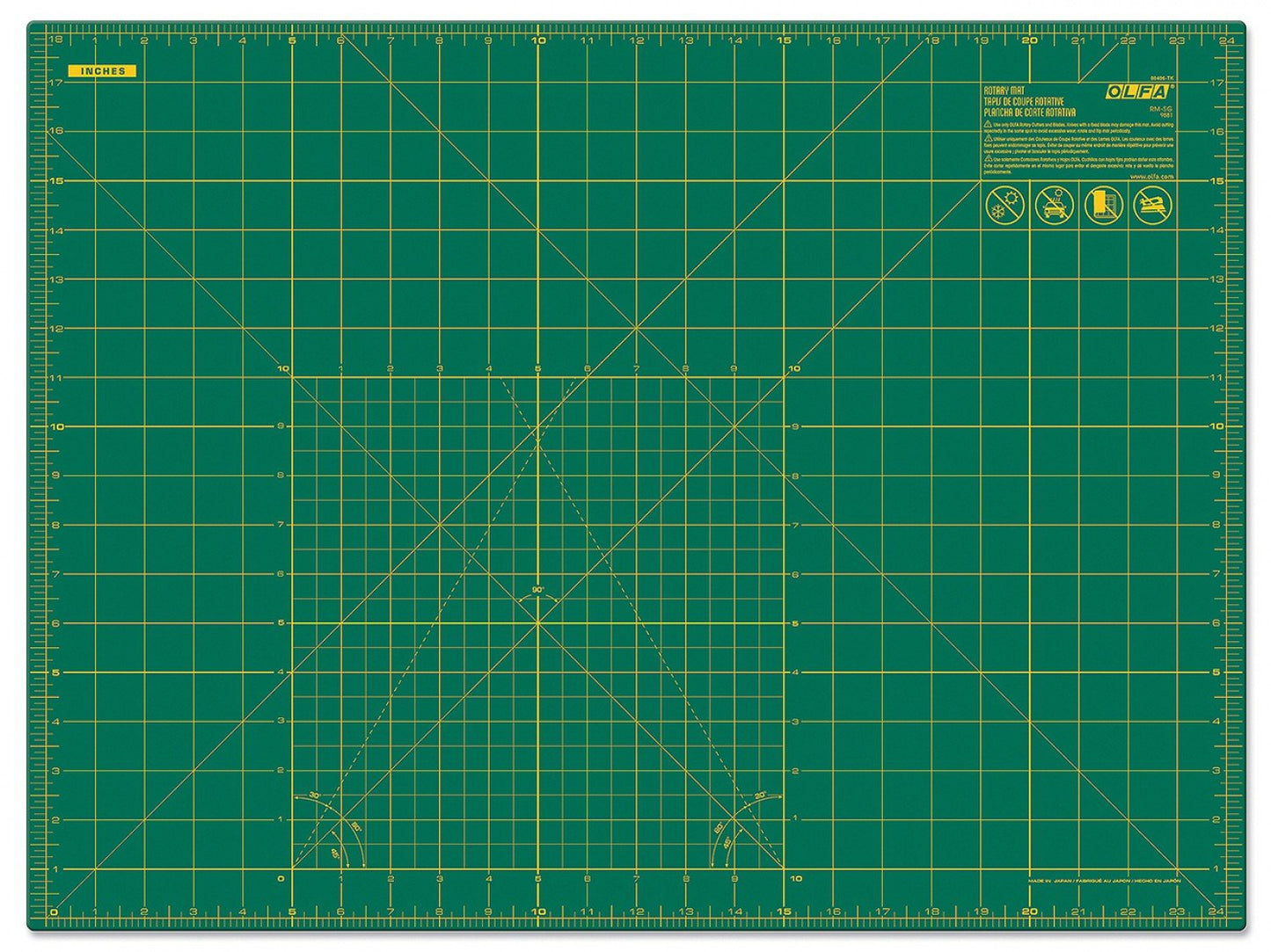 Cutting Mat w Grid 18X24" - Green - homesewn