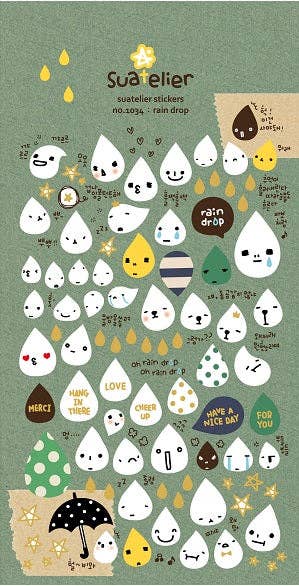 01034 Rain Drop Paper Stickers - homesewn