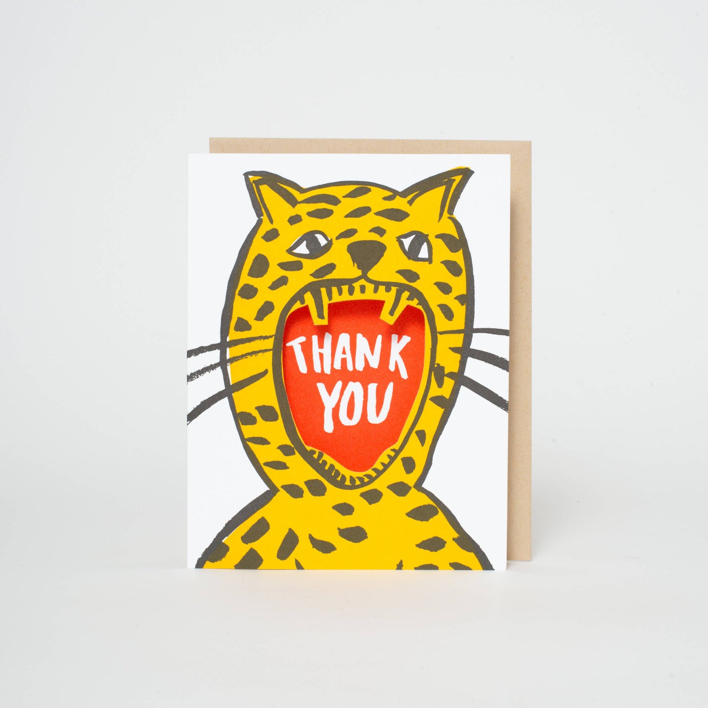Thank You Cheetah Die-cut Letterpress Greeting Card by Egg Press