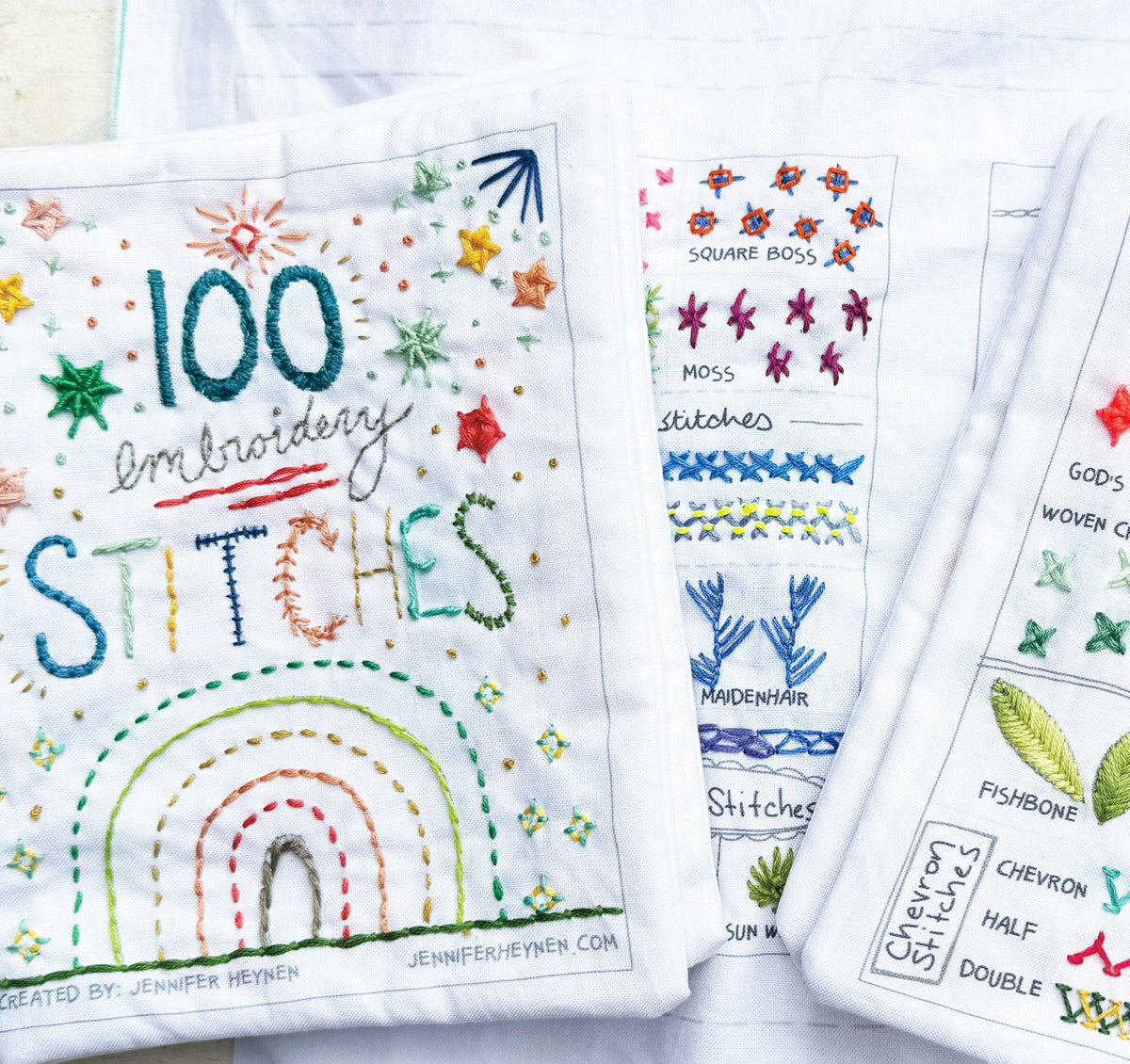 100 Stitches Embroidery Sampler Fabric Panel and Reference Book