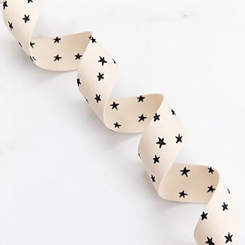 1 1/2" Webbing - Starry - Natural/Black - Sold by the 1/4 Yard - homesewn