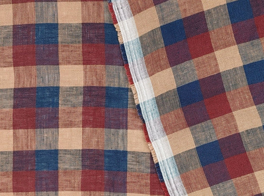 100% Linen - Brown Gingham Fabric 52" wide TLL - homesewn