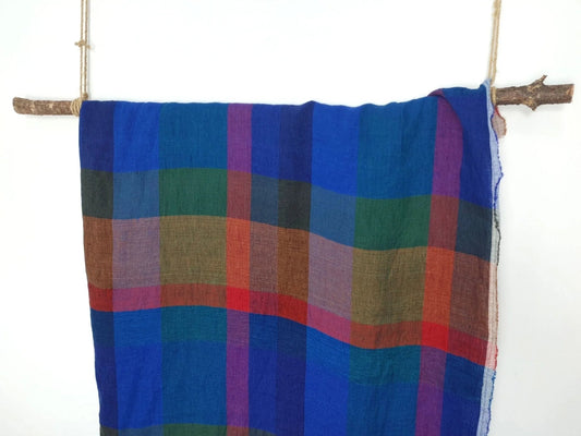100% Linen - Multicolor Big Plaid Check Fabric 52" wide TLL - homesewn