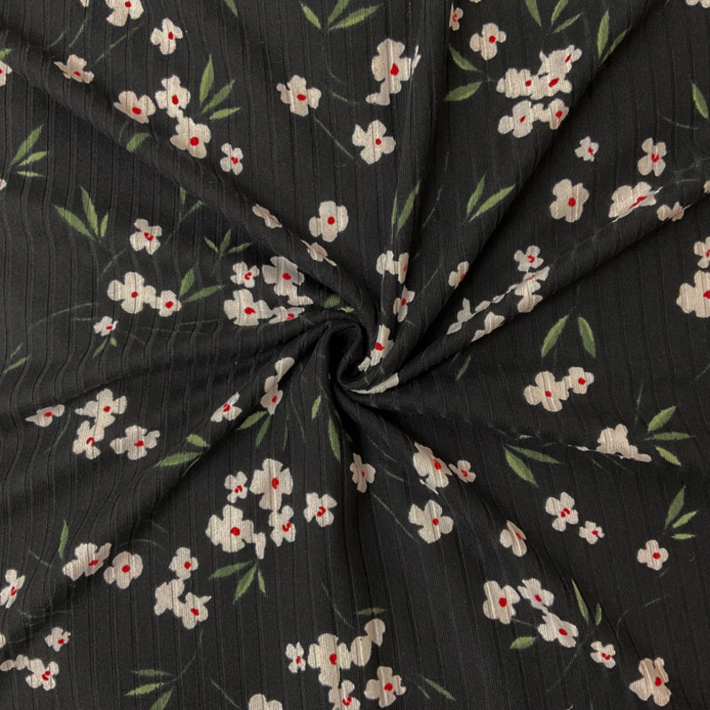 Floral Poly Stretch Brush Rib Knit 58" wide - Sold by the 1/4 Yard