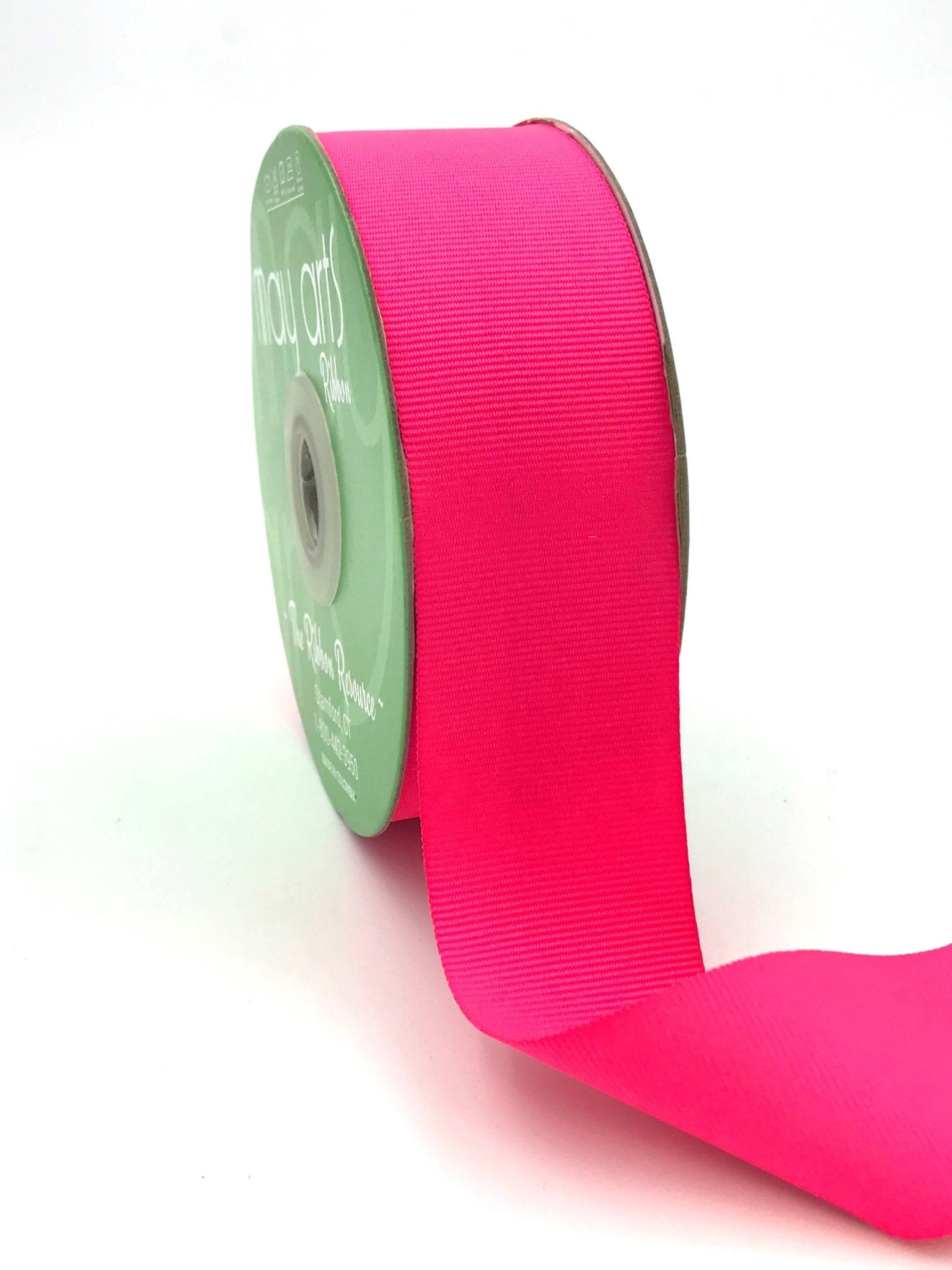 1.5" Neon Fuchsia Woven Grosgrain Ribbon - SOLD IN 1/4 YARD INCREMENTS - homesewn
