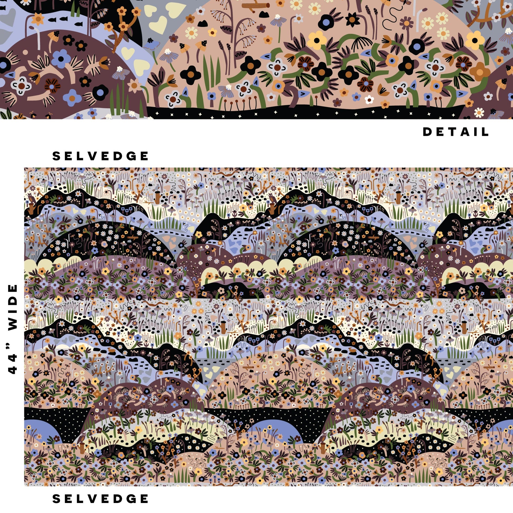 Eventide Landscape - Multi - Firefly Moon border print