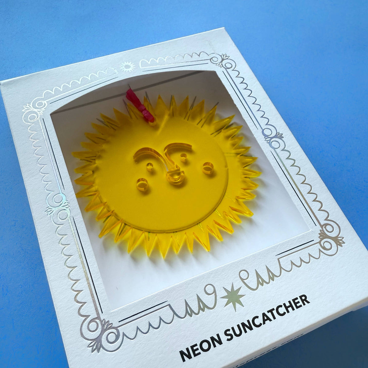 Hello Sunshine neon yellow acrylic suncatcher by Pier Six Press
