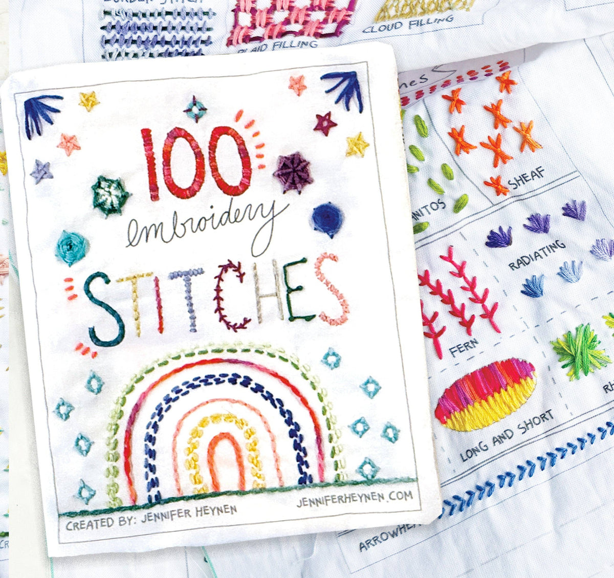 100 Stitches Embroidery Sampler Fabric Panel and Reference Book
