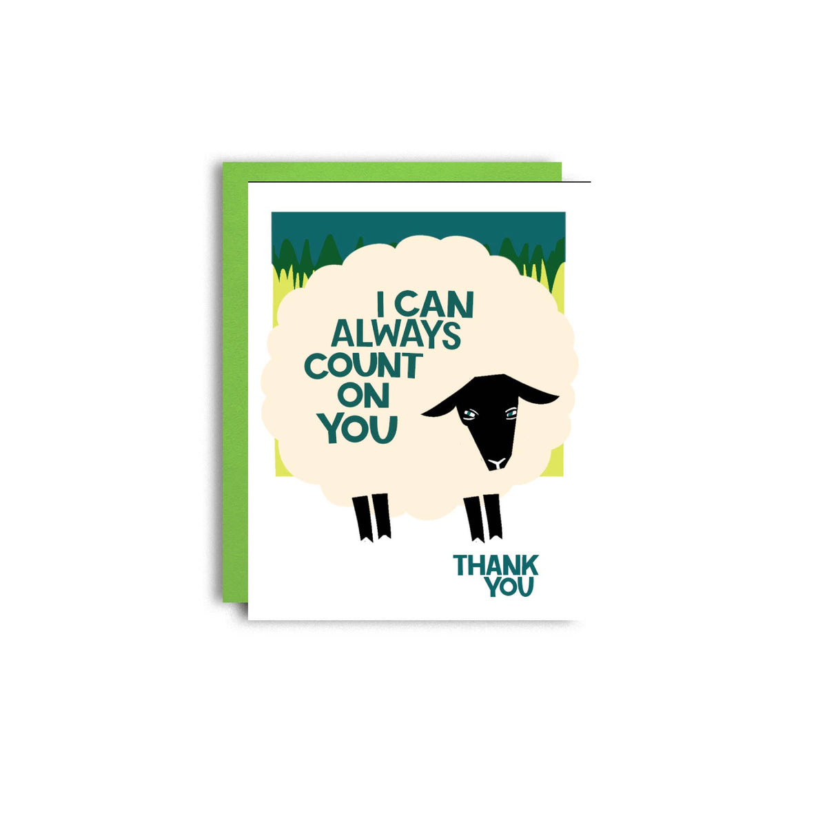 Count on You sheep thank you risograph card by Pier Six Press