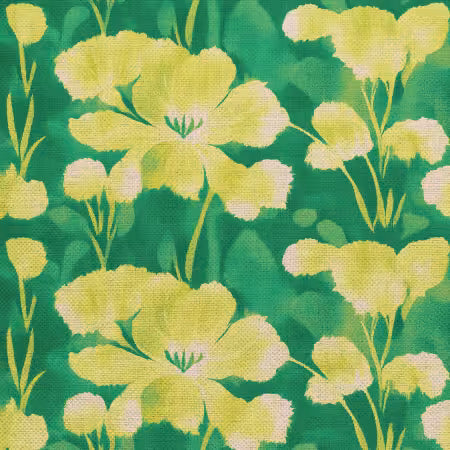 ORGANIC 100% Cotton CANVAS Garden Stems - Chartreuse On Green - 58" wide