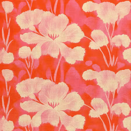 ORGANIC 100% Cotton CANVAS Garden Stems - Cream on Red - 58" wide