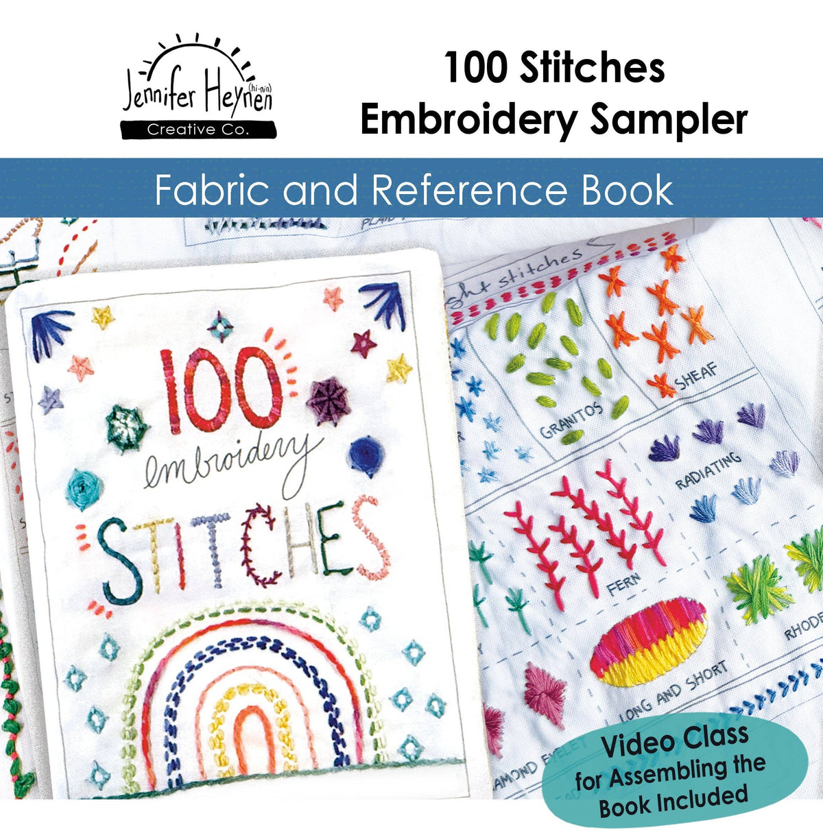 100 Stitches Embroidery Sampler Fabric Panel and Reference Book