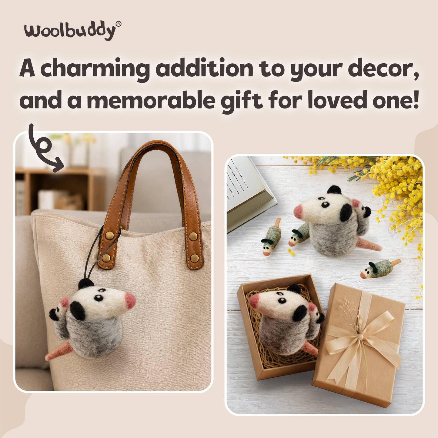 Beginner Opossum Needle Felting Kit – DIY Craft Gift