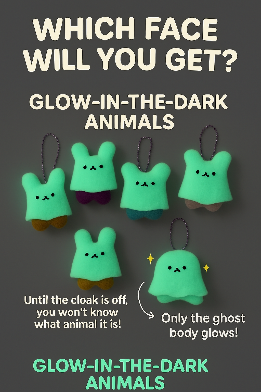 Glow-in-the-Dark Ghost Plush Keychain – Random Blind Bag
