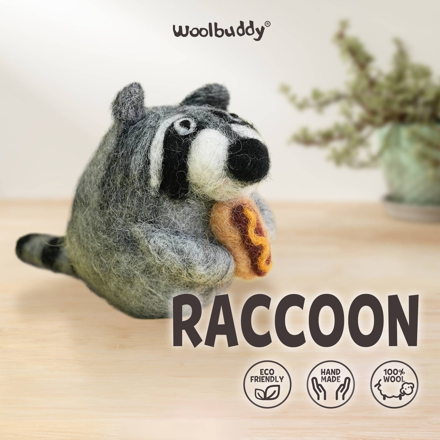 Beginner Raccoon Needle Felting Kit – DIY Craft Gift