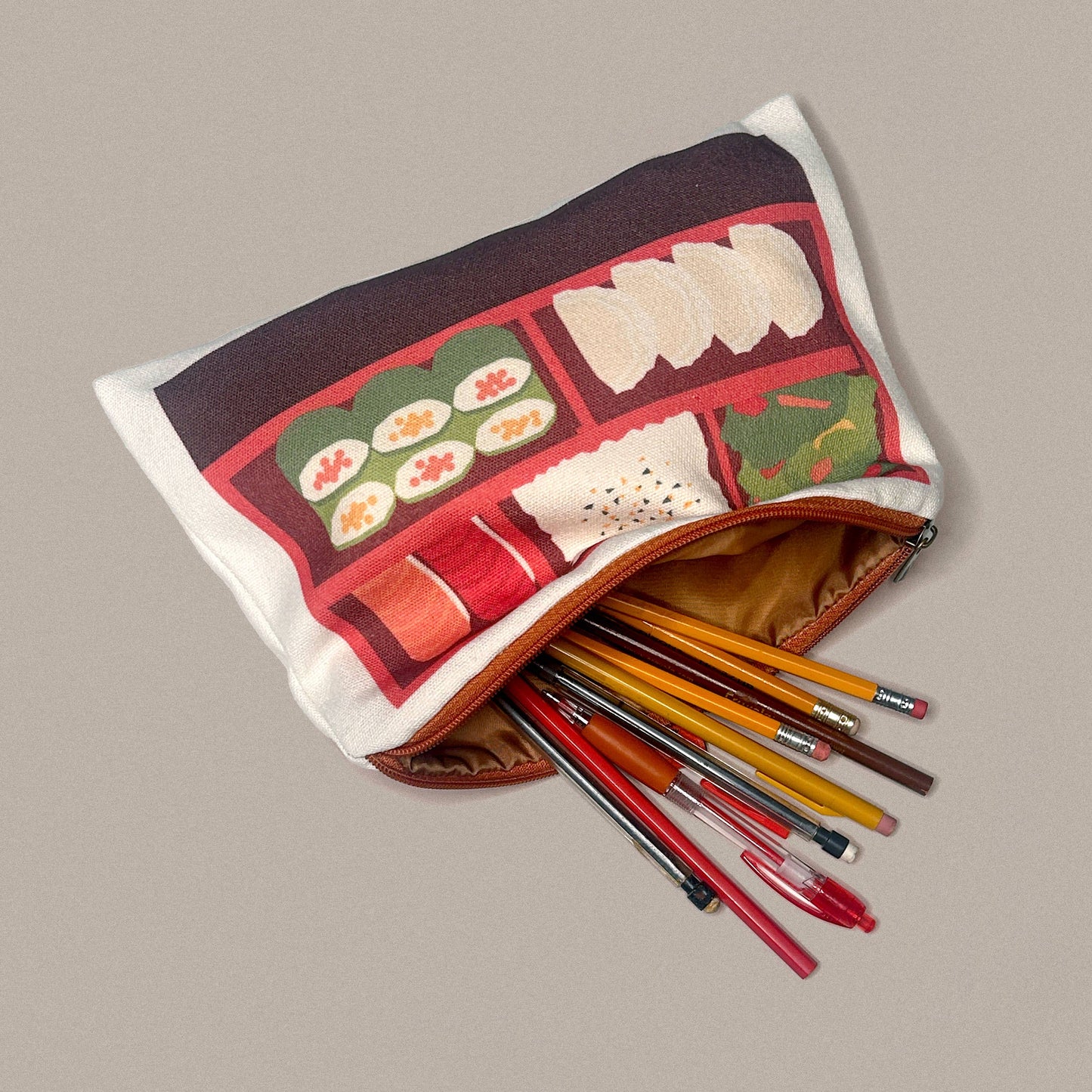 Bento Sushi Canvas Zipper Pouch/Pencil Case