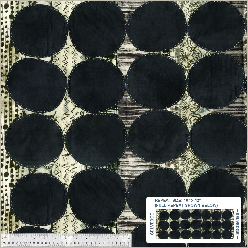 Curiosity Circle Black 51954D-1 by Marcia Derse for Windham Fabrics