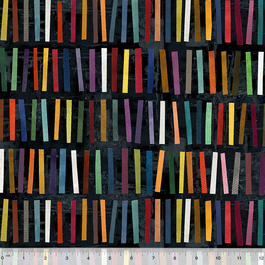 Marble Run Stick Stacks Ink Black 53738D-6 by Marcia Derse for Windham Fabrics