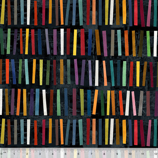 Marble Run Stick Stacks Ink Black 53738D-6 by Marcia Derse for Windham Fabrics