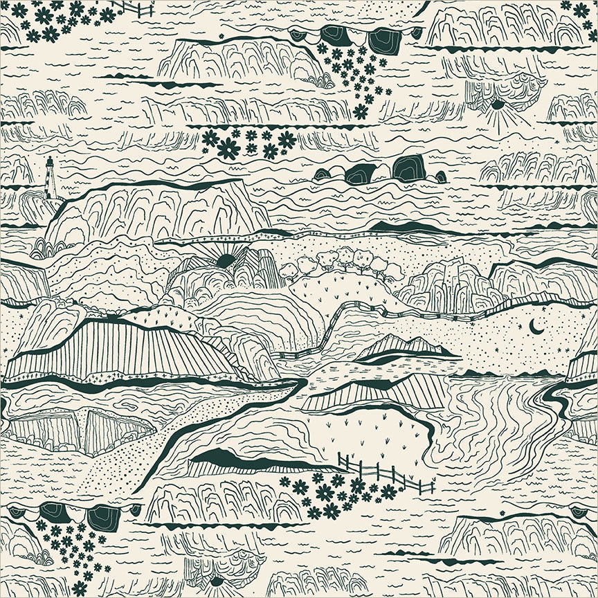Rocky Coast Cassandra Zaniboni 55398-1 Ivory Driftline Cotton - Windham Fabrics