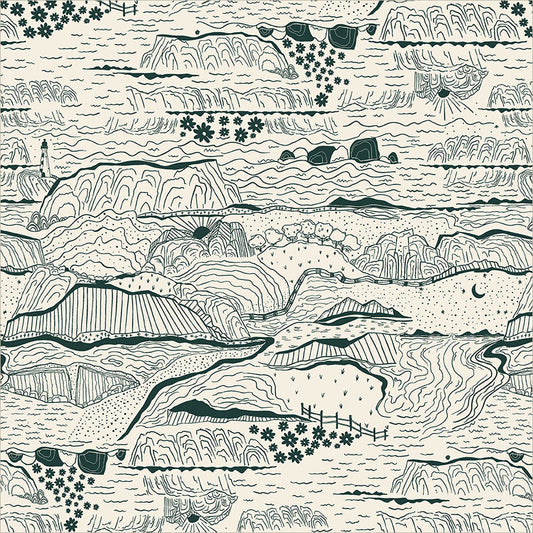 Rocky Coast Cassandra Zaniboni 55398-1 Ivory Driftline Cotton - Windham Fabrics