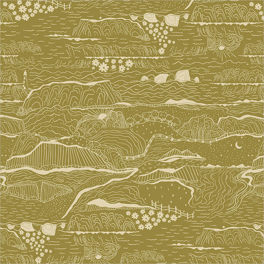 Rocky Coast Cassandra Zaniboni 55398-3 Olive Driftline Cotton - Windham Fabrics