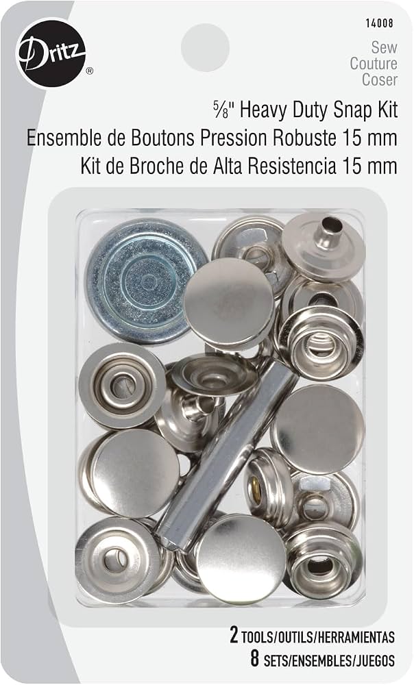 Heavy Duty Snap Kit - Nickel 5/8in (8 sets, with tools)