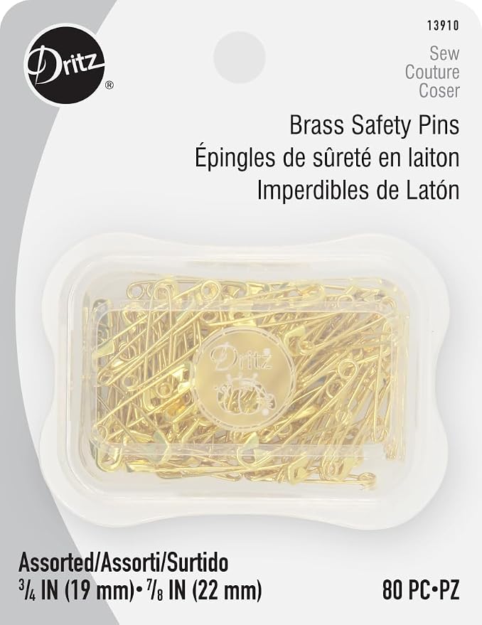 Safety Pins - Gilt Brass Size 00-0 (80 ct)