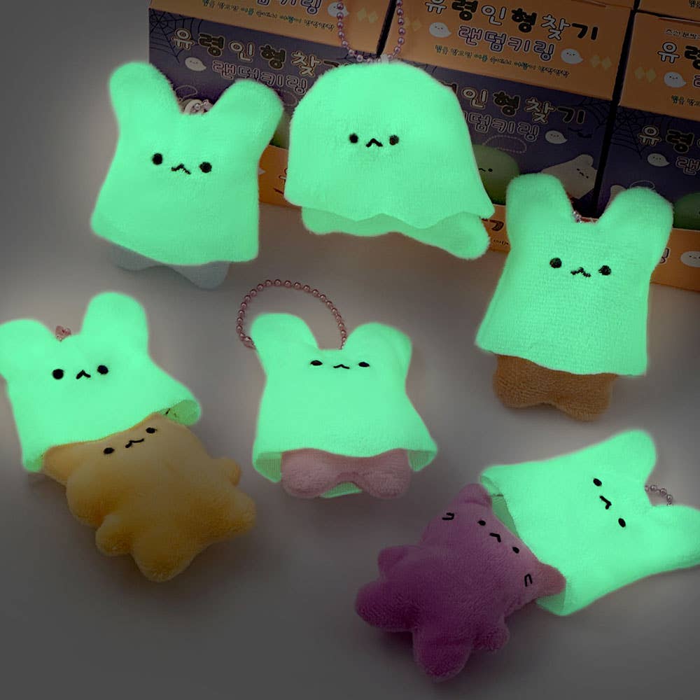 Glow-in-the-Dark Ghost Plush Keychain – Random Blind Bag