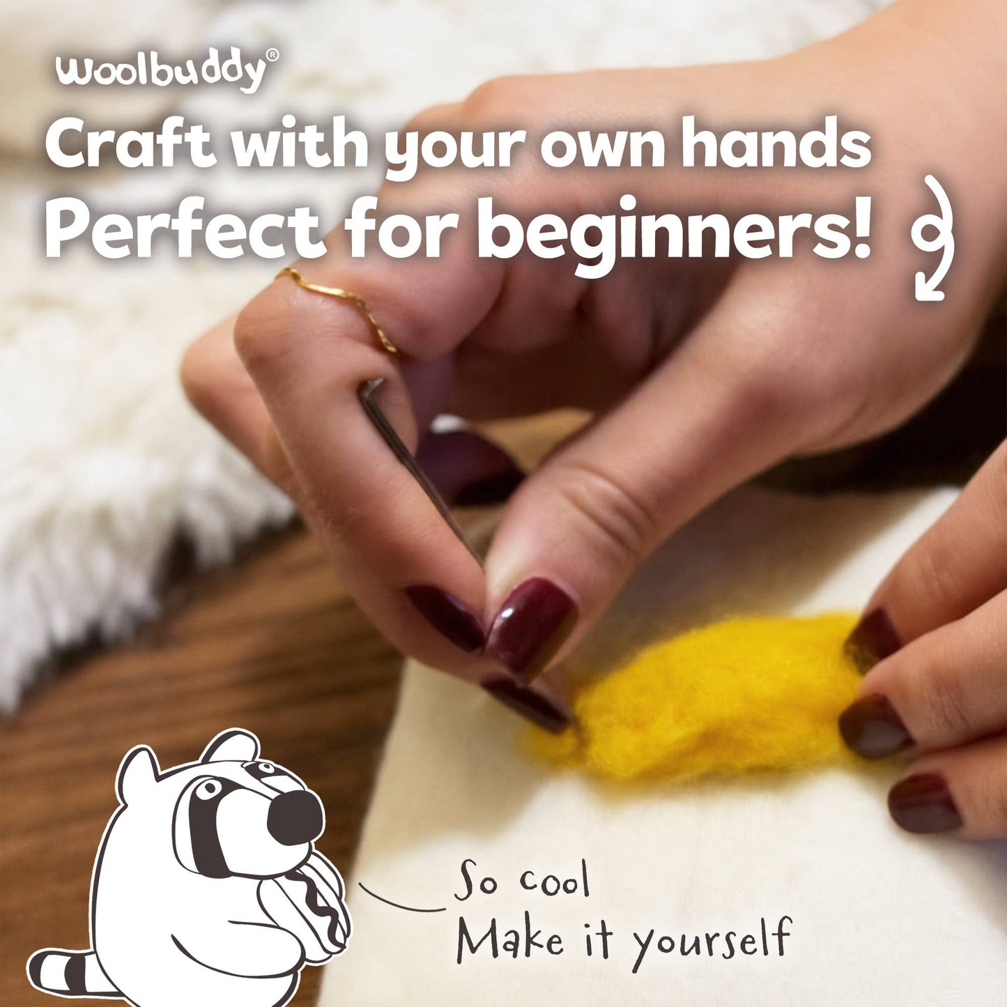 Beginner Raccoon Needle Felting Kit – DIY Craft Gift