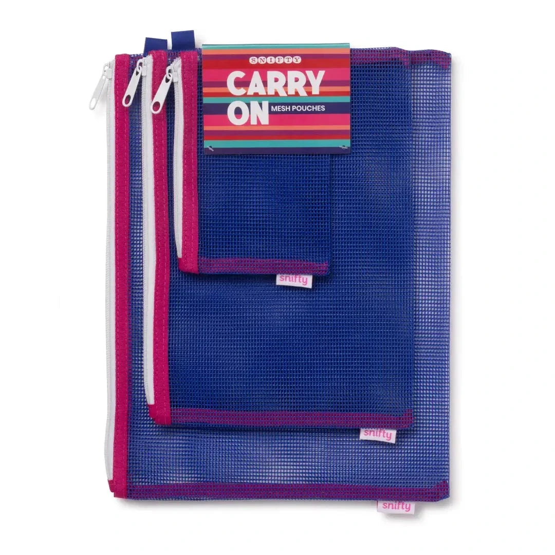 Carry On Mesh Pouches Set of 3 - Indigo