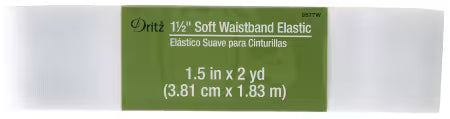 1 1/2" x 2yds Soft Waistband Elastic White