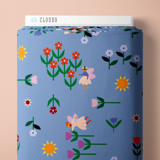 Fairy Magic Fields Blue - A Tulip Story by Leah Duncan for Cloud9 Fabrics