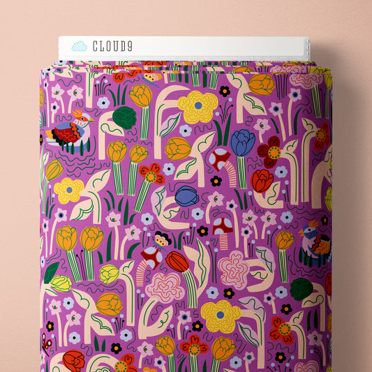 It's a Small World Purple - A Tulip Story by Leah Duncan for Cloud9 Fabrics