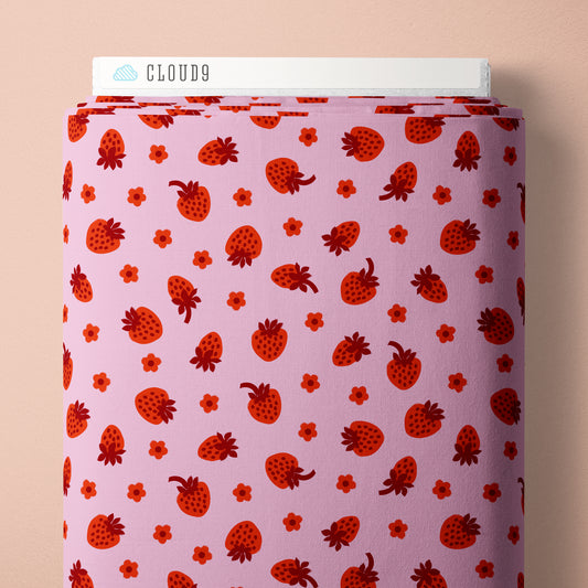 Strawberry Fraise Pink - A Tulip Story by Leah Duncan for Cloud9 Fabrics