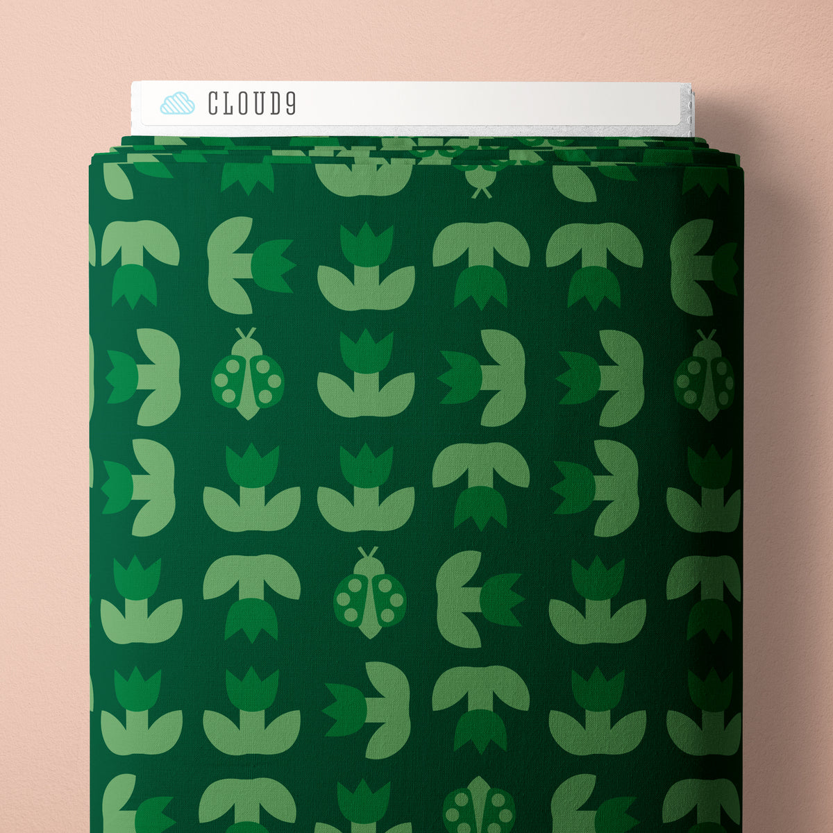 Ladybird and Tulip Green - A Tulip Story by Leah Duncan for Cloud9 Fabrics