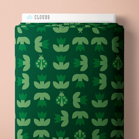 Ladybird and Tulip Green - A Tulip Story by Leah Duncan for Cloud9 Fabrics