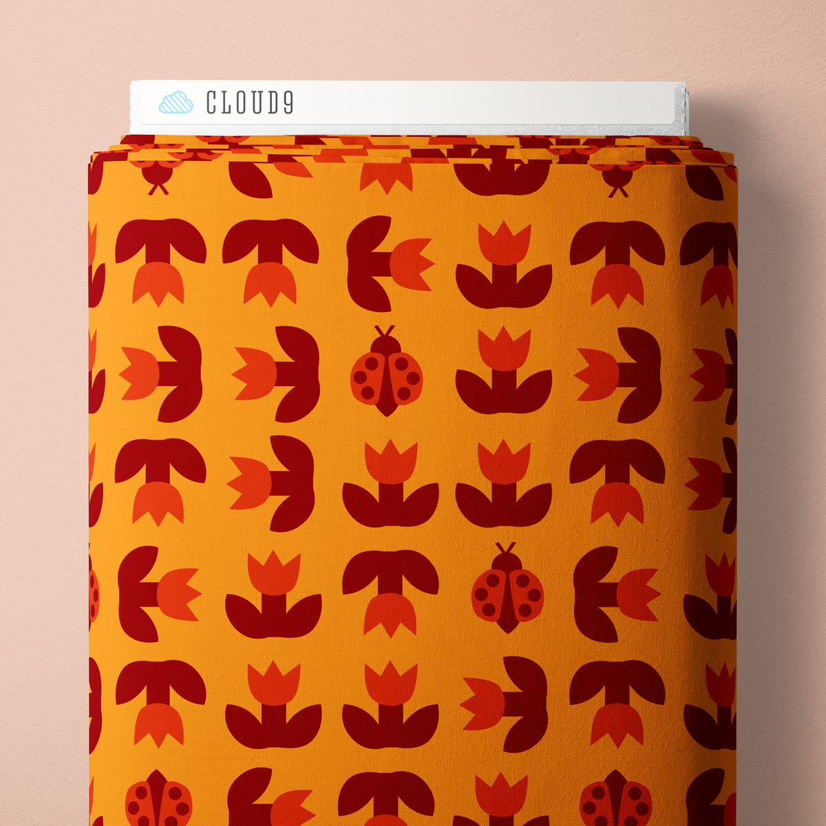 Ladybird and Tulip Gold - A Tulip Story by Leah Duncan for Cloud9 Fabrics