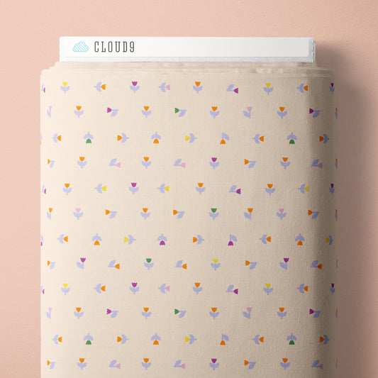 Petite Tulips Cream - A Tulip Story by Leah Duncan for Cloud9 Fabrics