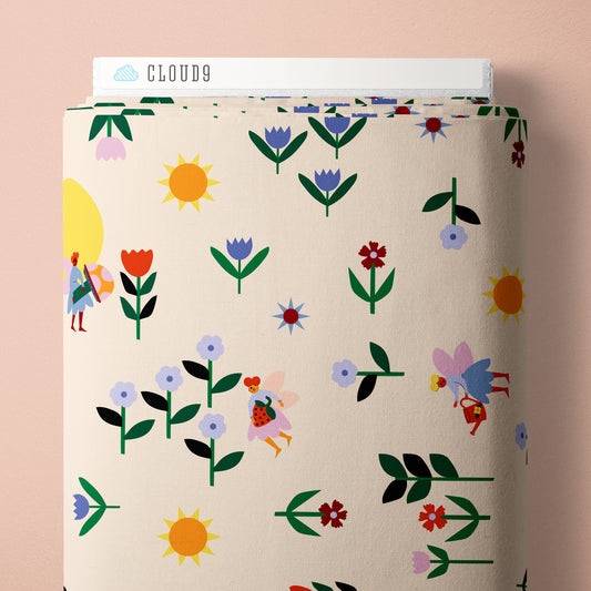Fairy Magic Fields Cream - A Tulip Story by Leah Duncan for Cloud9 Fabrics