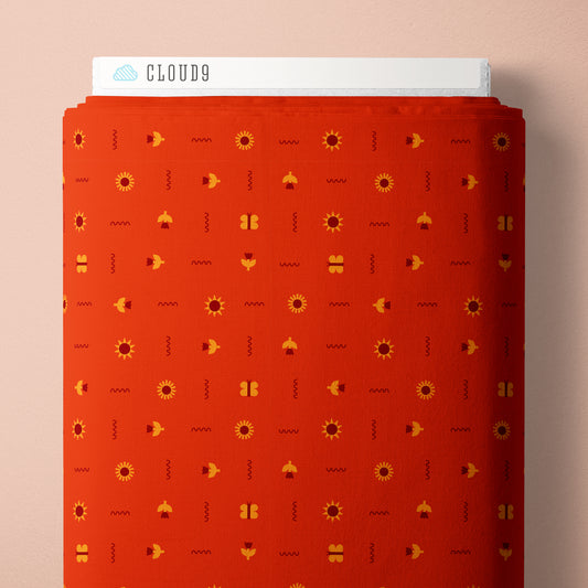 Little Sun Squiggle Red - A Tulip Story by Leah Duncan for Cloud9 Fabrics