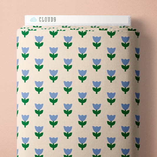 Tulip Tango Blue - A Tulip Story by Leah Duncan for Cloud9 Fabrics