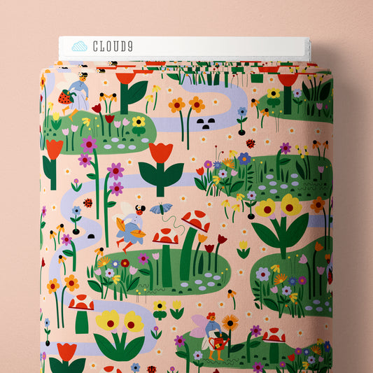 Fairy Daydreams Peach/Multi - A Tulip Story by Leah Duncan for Cloud9 Fabrics