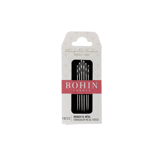 Bohin France reference 98408 double eye needles, sizes 18 to 22, pack of 6 in retail blister
